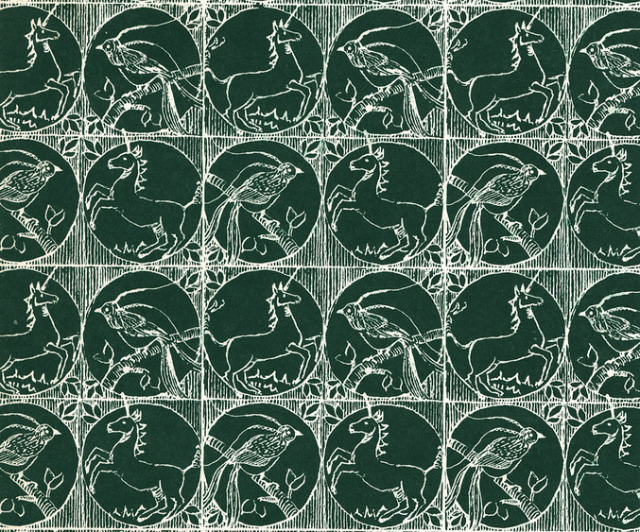 Unicorn and bird antique book pattern (1890-1930) (all images courtesy Bergen Public Library)