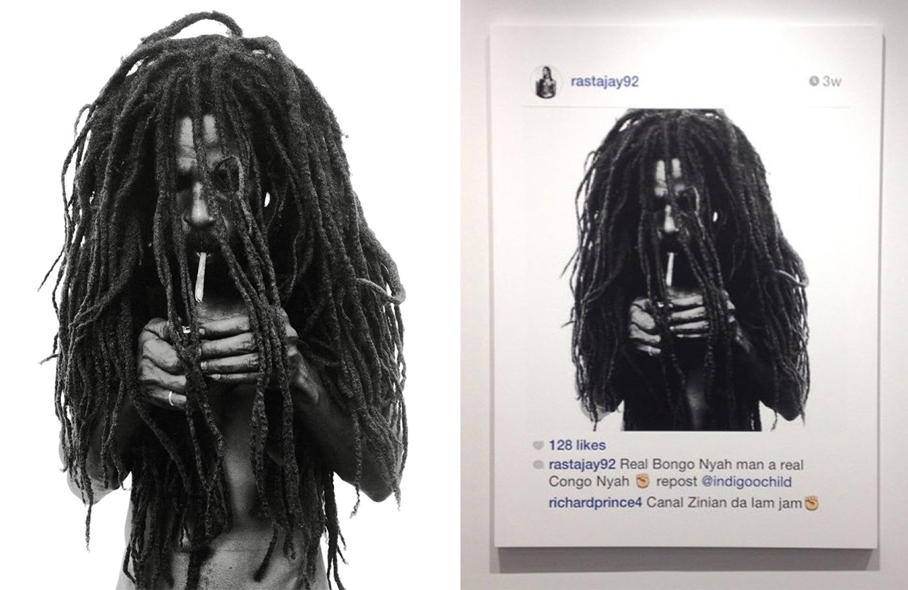 Donald Graham's original image and Richard Prince's artwork featuring the image on Instagram. (images courtesy Donald Graham)