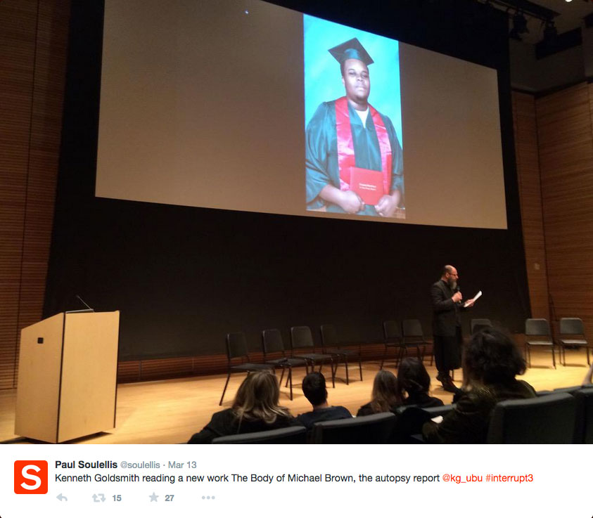 Kenneth Goldsmith (screenshot via @soulellis/Twitter)