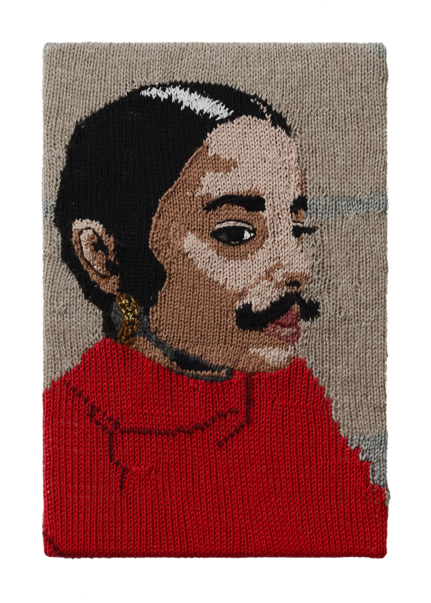 19.Kate Just, Feminist Fan #25 (Ana Mendieta, Untitled Facial Hair transplant, moustache, 1972), 2016 18 x 12 inches