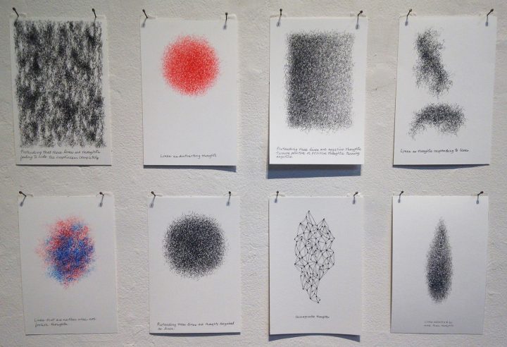 Roberta Allen, "Thinking About Thoughts," installation view (all photos by the author for Hyperallergic)