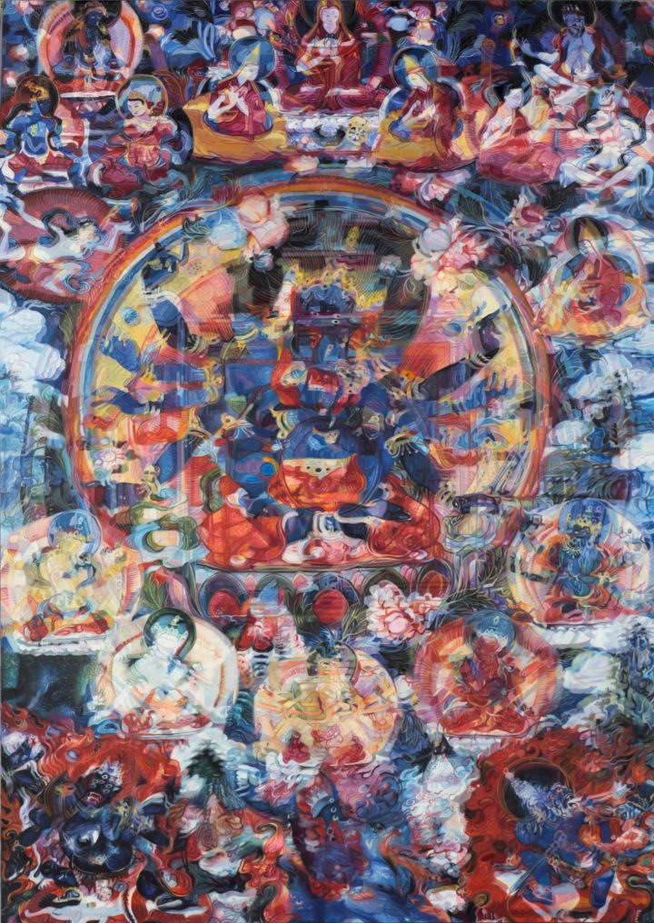 Zheng Guogu, "Visionary Transformation of the Tranquility of Heart" (2016), oil on canvas, 82 7/8 × 58 11/16 inches (image courtesy the artist)